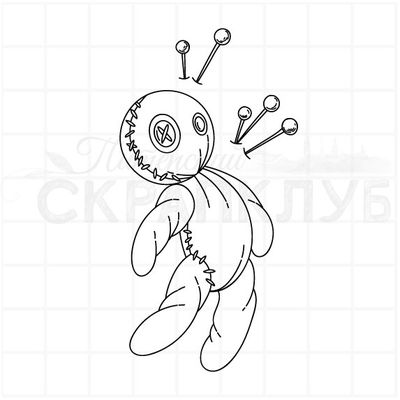 штамп сшитая кукла с глазами пуговицами