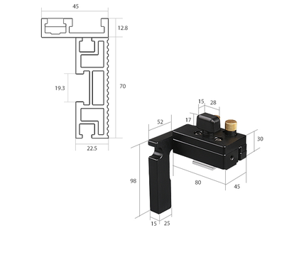 Упор с линейкой и ограничителем для транспортира "V.PRO"