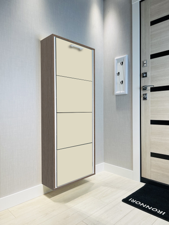 Обувница Айрон-4 Лайт (фасад стекло капучино)