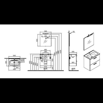 Комплект мебели VITRA MIA, 60 см, с дверцами, кордоба, 75103