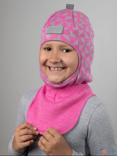 Шапка-шлем "Бантики" 20201-07, цвет розовый, серый, р. 52-54
