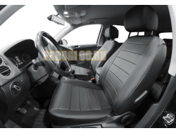 Авточехлы задняя спинка 40/60, рисунок Строчка для Volkswagen Tiguan I комплектация со столикам 2007-2017