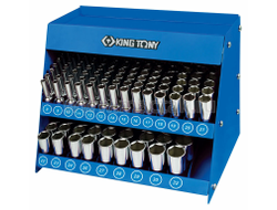 Стенд с глубокими торцевыми головками 1/2", 8-32 мм, серия 4235M, 165 предметов KING TONY 4566MR
