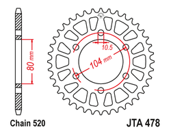 Звезда ведомая алюминиевая JT JTA478.41 (JTA478-41) (A478-41) для Kawasaki Road