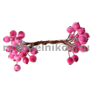 декор "Ягоды в инее", 12х140 мм, цвет-фуксия, 10 шт/уп