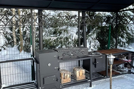 Мангал с коптильней стационарной