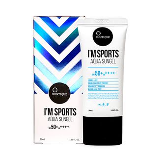 Стойкий солнцезащитный крем для активного отдыха и спорта Suntique I&#039;M SPORTS Aqua Sun Gel SPF 50+/PA++++