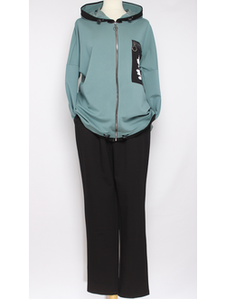 КОСТЮМ ЖАКЕТ НА МОЛНИИ И БРЮКИ "КАРМАН"  морская волна р.50