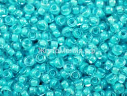 БИСЕР PRECIOSA 10/0 - 50г - 38155 ПРОЗРАЧНЫЙ БЛЕСТЯЩИЙ С БИРЮЗОВОЙ ЛИНИЕЙ ВНУТРИ