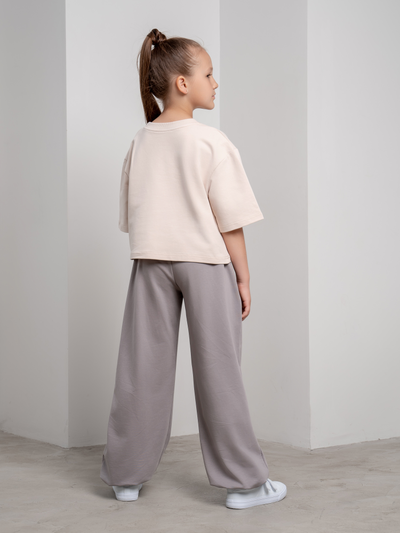 Брюки палаццо с утяжками (серый)