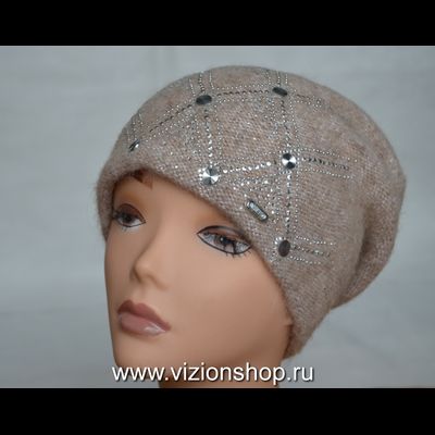 Вязаная бежевая шапка Vizio Италия 6111 CL