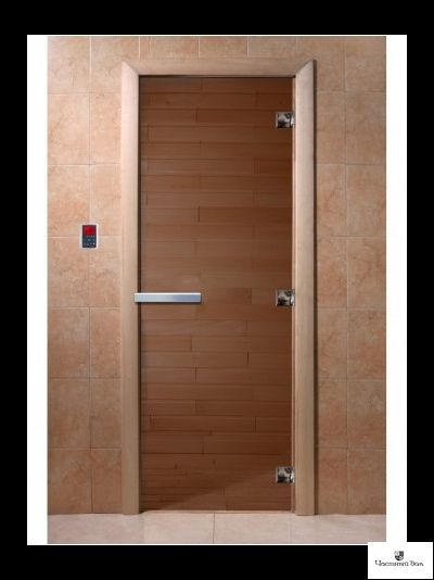 Дверь стеклянная для бани и сауны Бронза  8мм Ольха