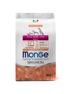 Корм Monge Extra Small для собак миниатюрных пород с лососем 0,8 кг