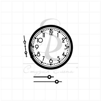 Штамп с часами и простыми стрелками отдельно