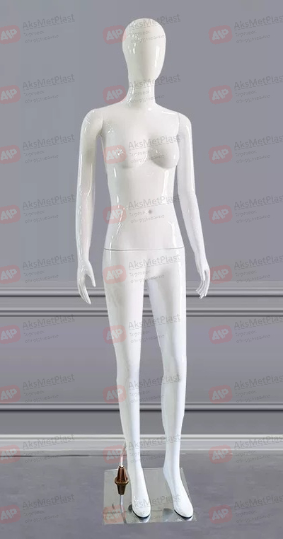 WA99B1 Манекен в полный рост демонстрационный женский безликий белый глянец