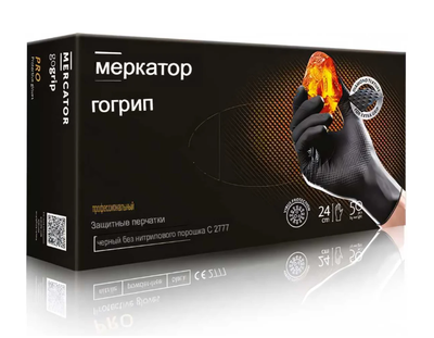 Перчатки нитриловые ОСОБОПРОЧНЫЕ с текстурированной ладонью GOGRIP, черные