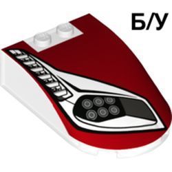 ! Б/У - Windscreen 6 x 4 x 1 1/3 Canopy Straight Sides with Headlights, Vents and Red Pattern Model Right Side, Trans-Clear (18973pb12R / 6335200) - Б/У