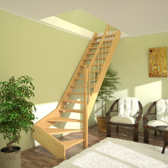 Поворотная деревянная лестница ЛМПО-11