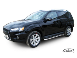 Защита порогов d42 с листом Arbori нерж. сталь для Mitsubishi OUTLANDER XL 2010-2012 ( AFZDAMXL1010 )