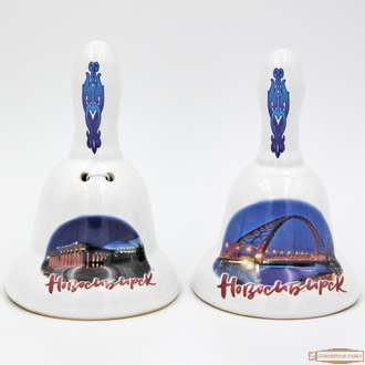 Колокольчик керамический большой «Бугринский мост + Опера (ночь) Новосибирск
