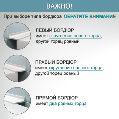 Акриловый бордюр на ванну 12х12 мм. преимущества