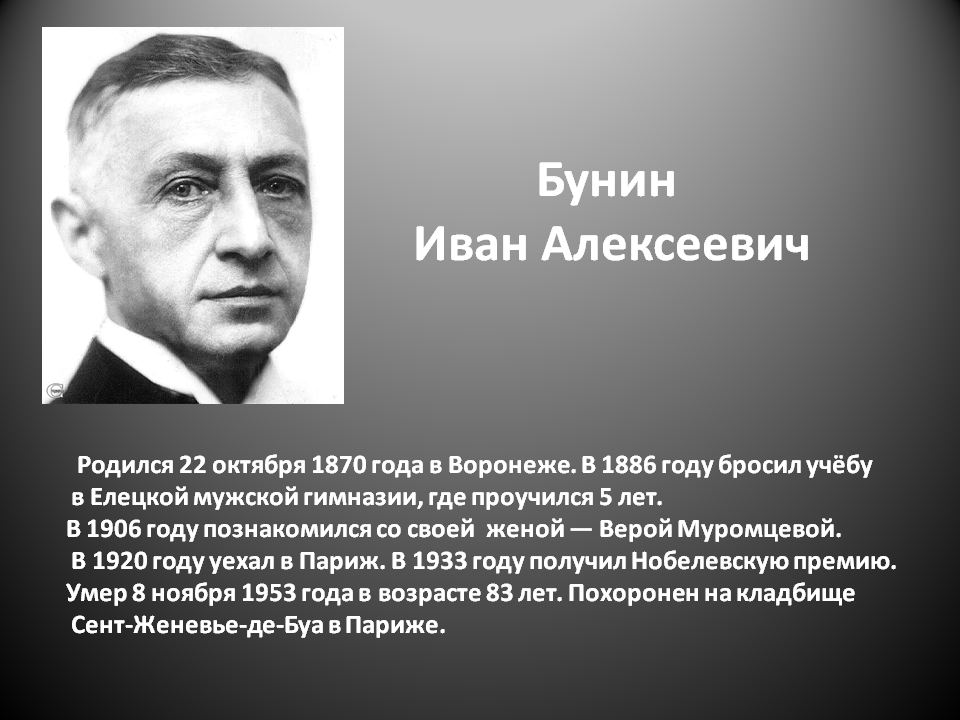 Иван бунин биография личная жизнь Литературное досье "Душевные терзания несбывшихся надежд",К 150-летию со дня рож