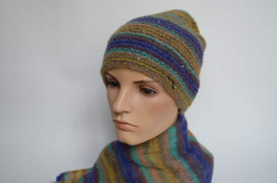 Разноцветная фиолетовая шапка и шарф Визио италия