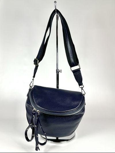 Женская кросс боди сумка из натуральной кожи Vera Pelle от M&amp;Marie темно-синего цвета 025866