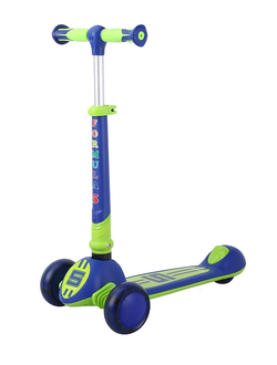 Детский трехколесный самокат SPORTSBABY MS-949 Formula 5 сине-салатовый со светящимися колесами