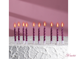 Свечи в торт &quot;С днём рождения&quot;, 10 шт, средние, фиолетовый металлик
