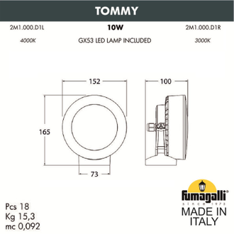 Прожектор Fumagalli TOMMY 2M1.000.000