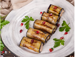 Рулетики из баклажанов с сырно-ореховым кремом