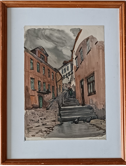 "Таллин. Улица Люхике ялг" бумага акварель Тамбовцев В.В. 1960 год