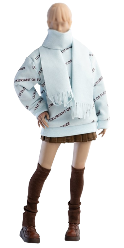 Женский комплект с толстовкой (голубая) и юбкой 1/6 Clothing set blue (CA010) - Worldbox