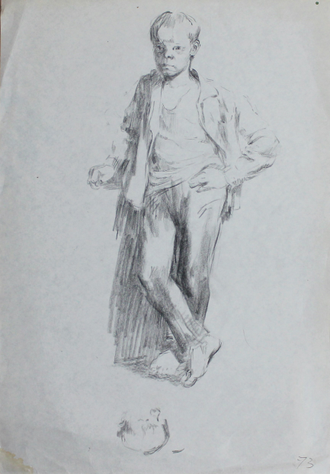 "Портрет девочки" бумага уголь Кондратова О.Е. 1973 год