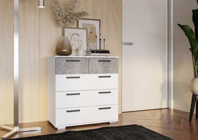 Комод «Стандарт 5» NEW 800*828*460 белый/цемент светлый