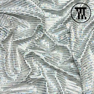 Трикотаж Космический прямоугольник, цв. Белый