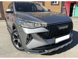 Защита переднего бампера двойная с подгибами с перемычками d60/42 для Haval F7 (2022-...)