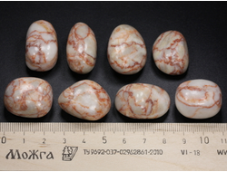 Мрамор бело-розовый, галтовка в ассортименте (25-28 мм, 10-14 г) №26951