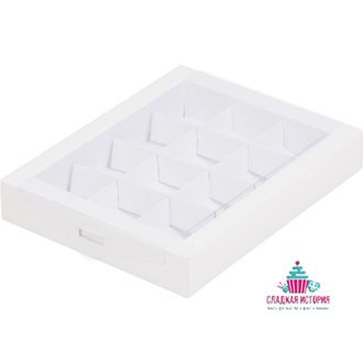 Коробка для конфет с пластиковой прозрачной крышкой на 12 конфет