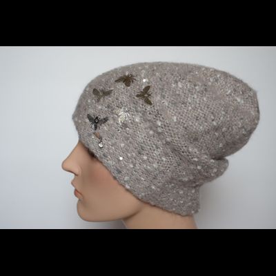 Vizio Италия 6958 CL шапка с бабочками и шарф серо - розовый комплект