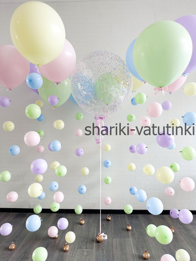 Шары цепочки с пузырями макарун и шар баблс (13шт)