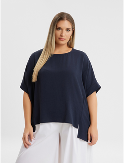 Топ синий с круговым вырезом