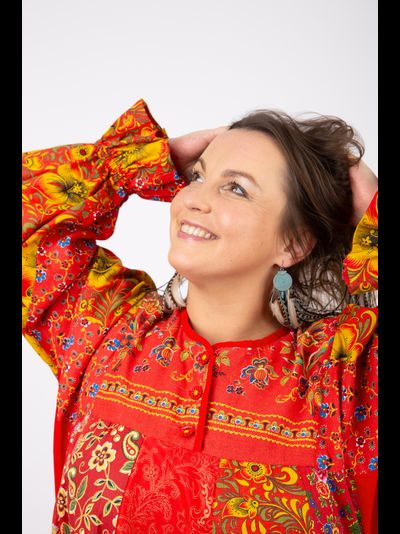 Лоскутное платье в русском стиле "Вечерний Звон"