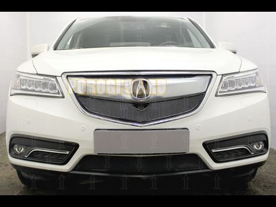 Защита радиатора Acura MDX III 2014- black верх PREMIUM