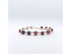 Браслет из посеребренного покрытия с янтарем