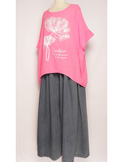 БЛУЗА Лён "КИМОНО ОДУВАНЧИКИ" роза, белая  до р.54