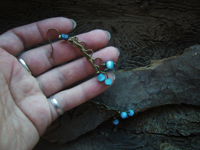 Бохо-серьги с кошачьим глазом "Небесные ручейки"