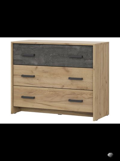 МСП 1 Комод 3 ящика Дуб Золотой/Камень тёмный