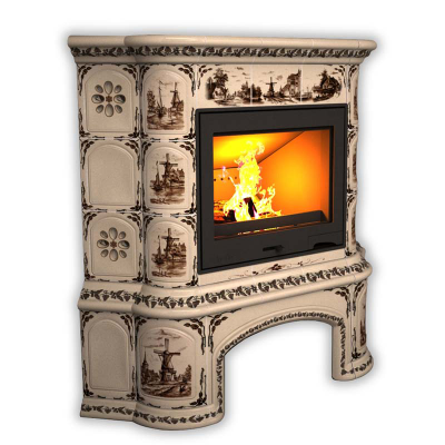 Изразцовый камин КимрПечь Прованс с дровником